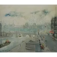 La Seine, Paris. by Johannes Schiefer, Oil on Canvas, sold May 2014