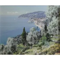 Gabriel Deschamps, La Rade De Villefranche., Oil on Canvas