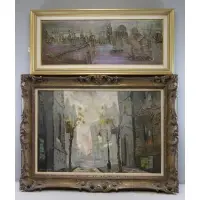 Nahum Arbel, European Scenes, Two Oils on Canvas
