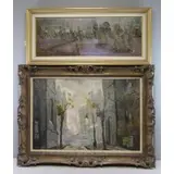 Nahum Arbel, European Scenes, Two Oils on Canvas