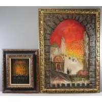 Nahum Arbel, Wailing Wall, Jerusalem, Two Oils on Canvas