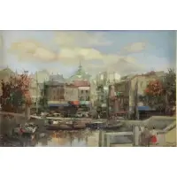 Theodorus van Oorschot, Theodorus van Oorschot, Dutch, 1910 - 1989, Oil on Canvas Canal Scene Signed lower right