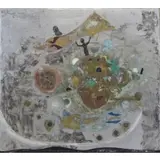 Losi Cinello, La Cita Satellite., Mixed Media on Masonite "La Cita Satellite." Signed, titled, and dated 1965 upper left