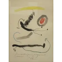 Joan Miró, Pour Dorothea Tanning et Max Ernst / Cordialement / Miro., Color Lithograph