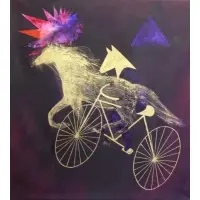 Nancy Giesmann, Ride for a an Illusion, 1981, Mixed Media on Canvas "Ride for a an Illusion" 1981
