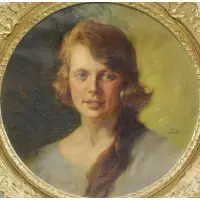 Max Rabes, Possibly the artist's daughter, Oil on Canvas Portrait of a Young Beauty
