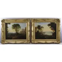 Giuseppe Candida, Untitled, Two 19th C. Italian Oil on Canvas Landscapes