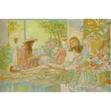 E. Oil on Masonite Russo, Women Reading