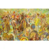 E. Oil on Masonite Russo, Spectators at a Horse Race