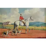 Evelio Garcia Mata, Fox Hunter and Dogs, Oil on Canvas