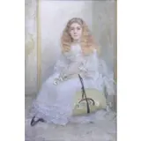 Florence Small, Daisies., Large Pastel Portrait "Daisies." Portrait of the young Isabel May Poe
