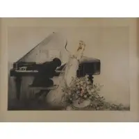 Louis Icart, Prelude., Color Drypoint & Aquatint "Prelude." Pencil signed lower right and numbered 139/150