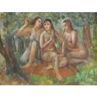 Bernard Karfiol, Three Bathers the Woods, 1926 Oil/Canvas