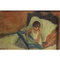 Arbit Blatas, Arbit Blatas, Lithuanian- American, 1908 - 1999, Oil/Canvas of the Artist's Daughter Dorotha Drawing