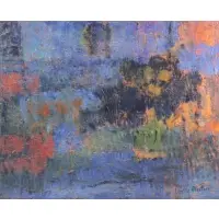 László Meitner, Laszlo Meitner, Hungarian, 1900 - 1968, Abstract Mid 20th C Oil on Canvas Signed lower right