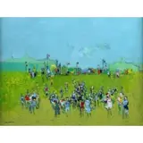 Jean Peltier, En Revenant de la Fete., Oil on Canvas "En Revenant de la Fete." Signed lower left, titled verso