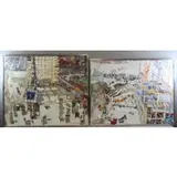 Clyde Smith, City Construction Scenes, Two Oil on Canvas