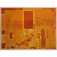 Carolina Interior. by Romare Bearden, Etching and Aquatint "Carolina Interior." Monoprint, sold Feb 2014