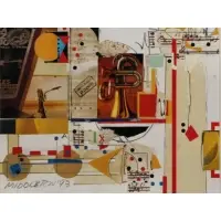 Samuel (Sam) Middleton, African American, b by Sam Middleton, Mixed Media Collage with Jazz Motif, sold Feb 2014