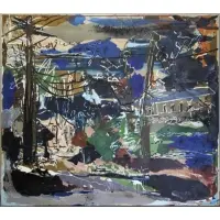 Noah Jemisin, Mobile Insomnia., Encaustic on Canvas "Mobile Insomnia." Signed lower center