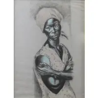 Mitchell Caton, Theodore Burns Mitchell a.k.a, Charcoal on Paper Portrait of Betty Mitchell, the Artist's Wife