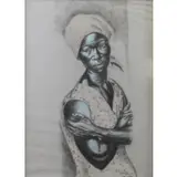 Mitchell Caton, Theodore Burns Mitchell a.k.a, Charcoal on Paper Portrait of Betty Mitchell, the Artist's Wife