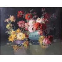 Francis Van Vreeland, Still Life with Roses, Oil on Canvas