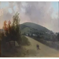 Dwight Boyden, Dwight Frederick Boyden, American, 1860 - 1933, Oil on Canvas of Figures on Country Path