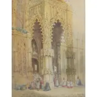 Henri Schafer, St. Vincent, Rouen, France., Watercolor on Paper