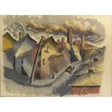 Philip Burnham Hicken, East End., 1940 Color Screenprint "East End." Pencil signed and dated 40 lower right