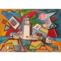 De Hirsh Margules, De Hirsch Margules, Romanian, active in New York, 1899 - 1965, Watercolor on Paper of a Lighthouse
