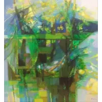 Camille Hilaire, L'EPTE., Abstract Oil on Canvas "L'EPTE." Signed lower right, inscribed and titled verso