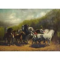 Paul Powis, The Horse Fair, Oil on Canvas "The Horse Fair" After the original painting by Rosa Bonheur