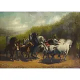 Paul Powis, The Horse Fair, Oil on Canvas "The Horse Fair" After the original painting by Rosa Bonheur