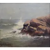 Marshall Johnson, Marshall Johnson, Jr., American - active in Massachusetts, 1850 - 1921, Oil on Masonite Coastal Seascape