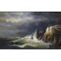 Wesley Webber, Windy Day, Grand Manan, Oil on Canvas "Windy Day, Grand Manan" Signed and dated 1878 lower right