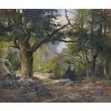 Eugène Berthelon, In a Newcomb Macklin frame, Oil on Canvas Forest Landscape