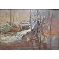 Hal Robinson, Hal Robinson, American, 1875 - 1933, Oil on Canvas of a Forest Stream