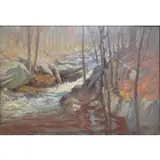 Hal Robinson, Hal Robinson, American, 1875 - 1933, Oil on Canvas of a Forest Stream