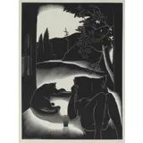 Sultry Day. by Paul Landacre, Wood Engraving "Sultry Day." Signed and dated 1937 in the matrix only, sold Jan 2014
