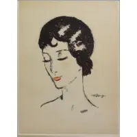 Kees van Dongen, Girl with Lowered Eyes., Lithograph "Girl with Lowered Eyes." Signed in the stone lower right