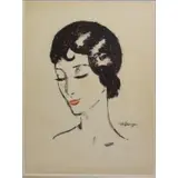 Kees van Dongen, Girl with Lowered Eyes., Lithograph "Girl with Lowered Eyes." Signed in the stone lower right