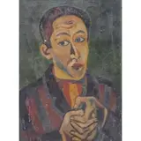 Josef Scharl, Josef Scharl, American/German, 1896-1954, 1942 Oil/Canvas Modernist Portrait of a Man