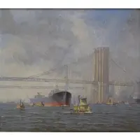 William Lawrence, New York Harbor, Oil on Canvas
