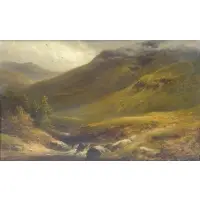 George Turner, George Turner II, British, 1843 - 1910, Oil on Canvas Mountainous Landscape