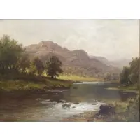 Tom Seymour, A Welsh River., Oil on Canvas "A Welsh River." Signed lower left