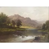 Tom Seymour, A Welsh River., Oil on Canvas "A Welsh River." Signed lower left