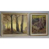 Victor C. Anderson, Wet Leaves, 2 Oils on Canvas of Wooded Landscapes
