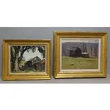 Victor C. Anderson, Old Farmyard, 2 Oils on Board of Barnyards