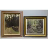 Victor C. Anderson, Road by the Woods, 2 Oil on Canvas Wooded Lanscapes